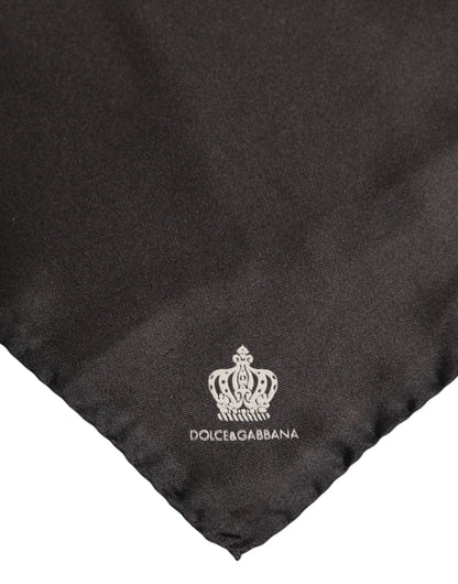 Dolce & Gabbana Bruin DG Crown Zijden Vierkante Heren Foulard Sjaal