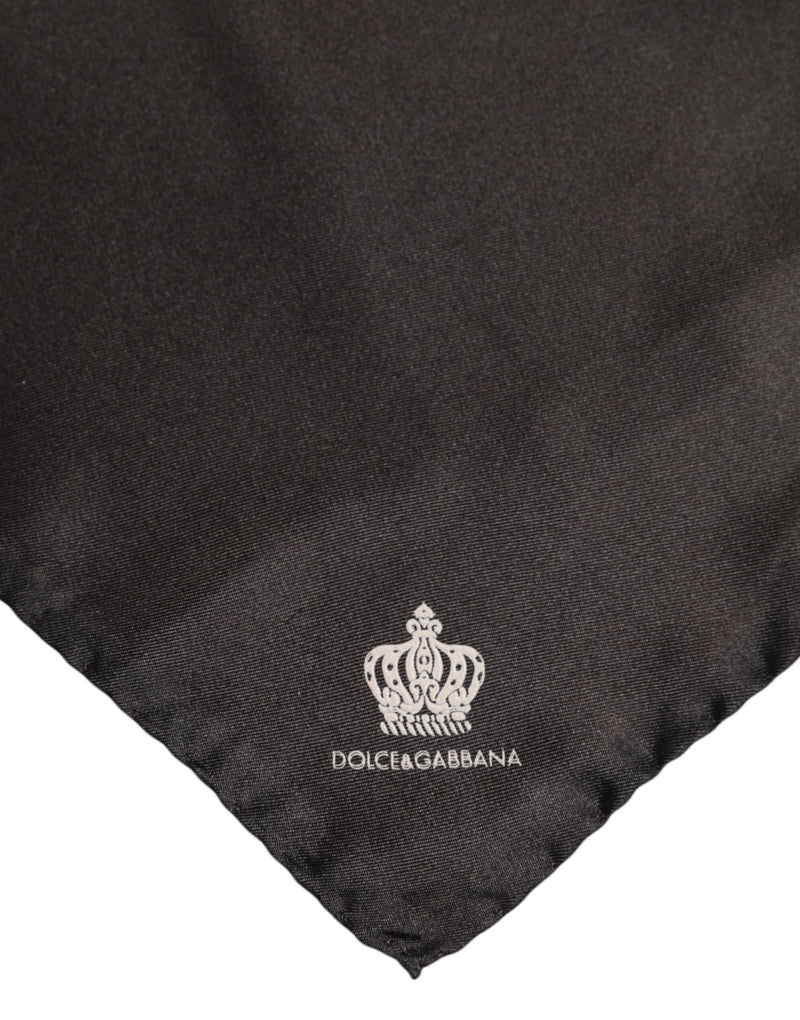 Foulard carré en soie marron Dolce &amp; Gabbana DG Crown pour homme