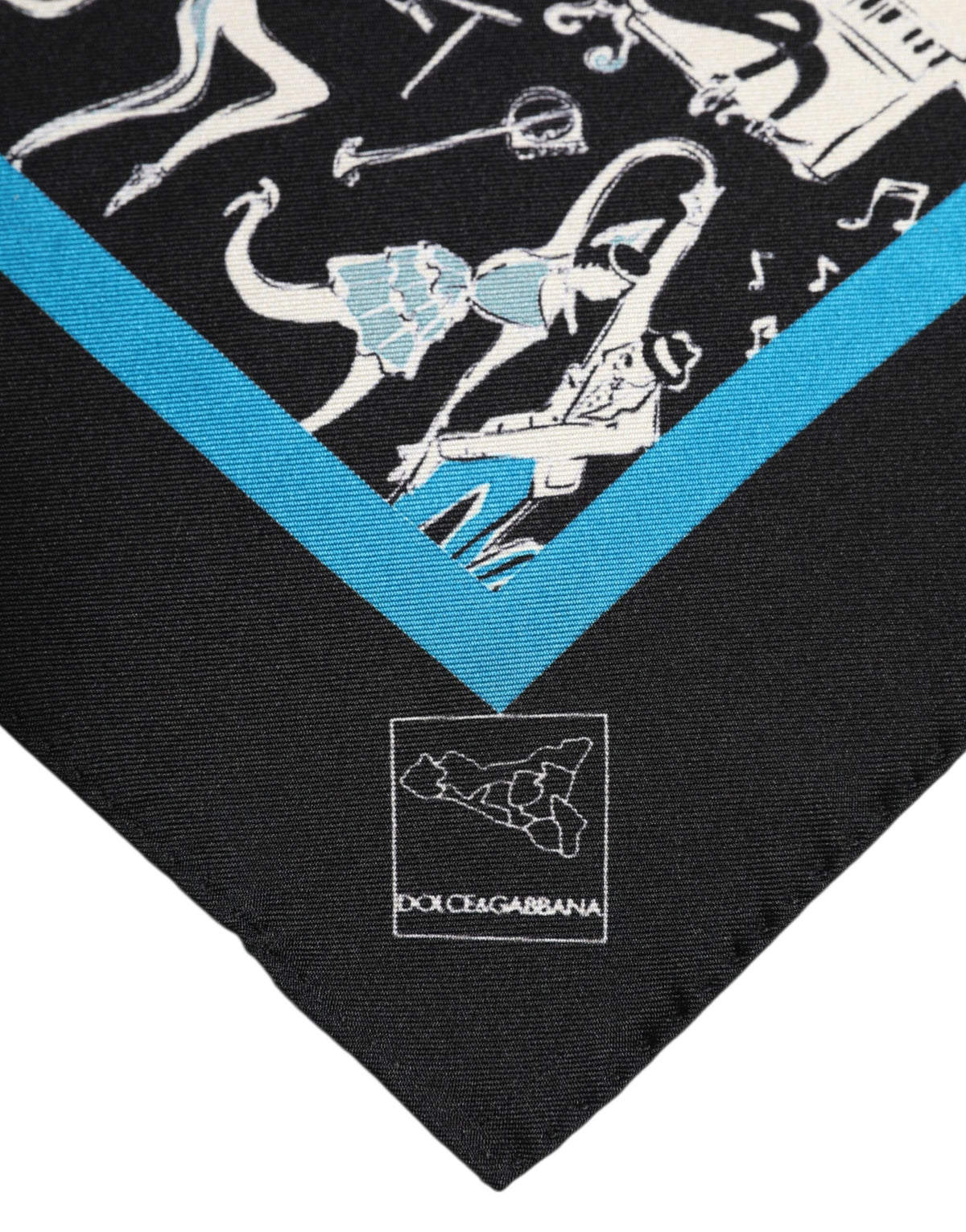 Foulard carré en soie noir Jazz Club pour homme Dolce &amp; Gabbana