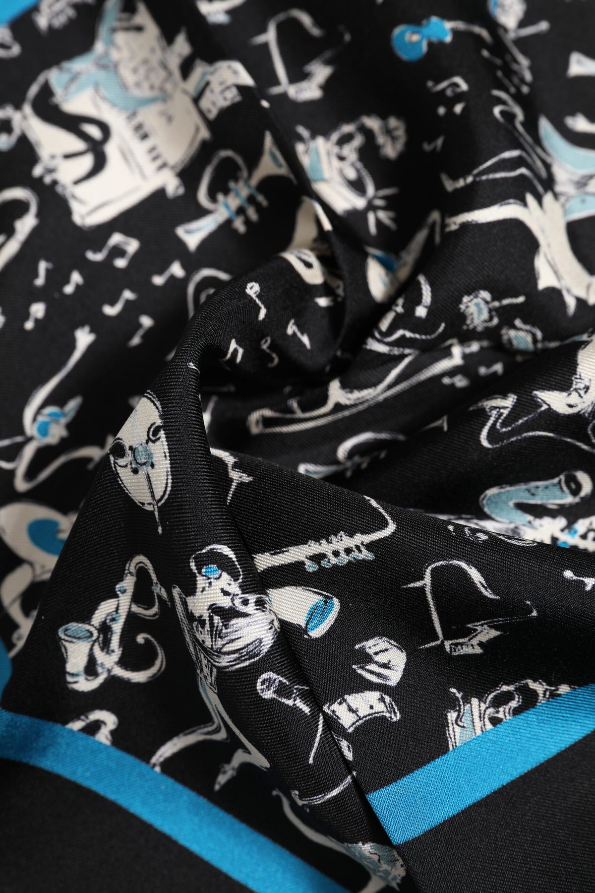 Foulard carré en soie noir Jazz Club pour homme Dolce &amp; Gabbana