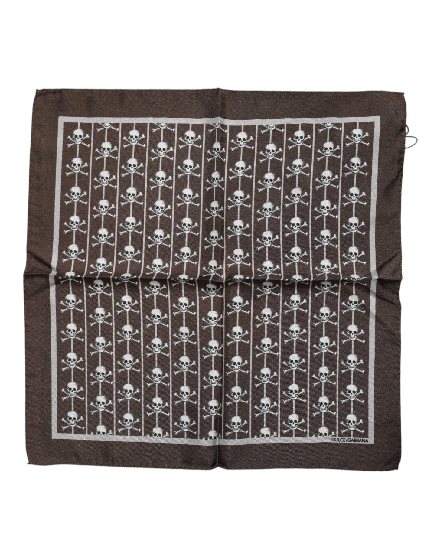 Foulard carré en soie marron Dolce &amp; Gabbana pour homme