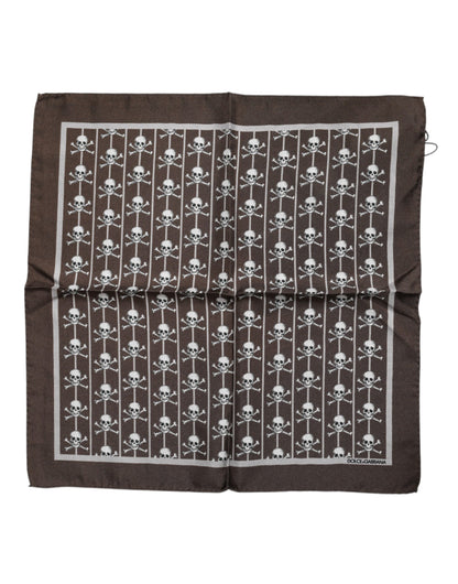 Foulard carré en soie marron Dolce &amp; Gabbana pour homme