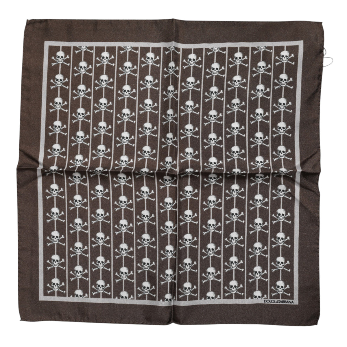 Foulard carré en soie marron Dolce &amp; Gabbana pour homme