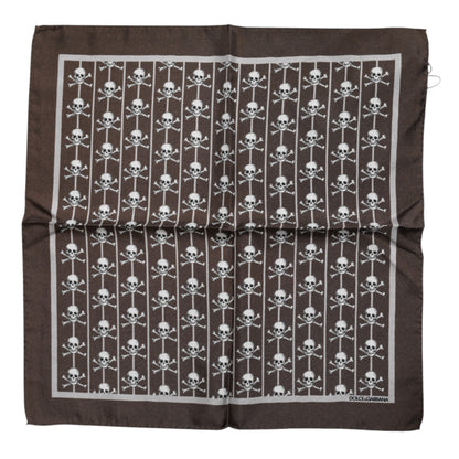 Foulard carré en soie marron Dolce &amp; Gabbana pour homme