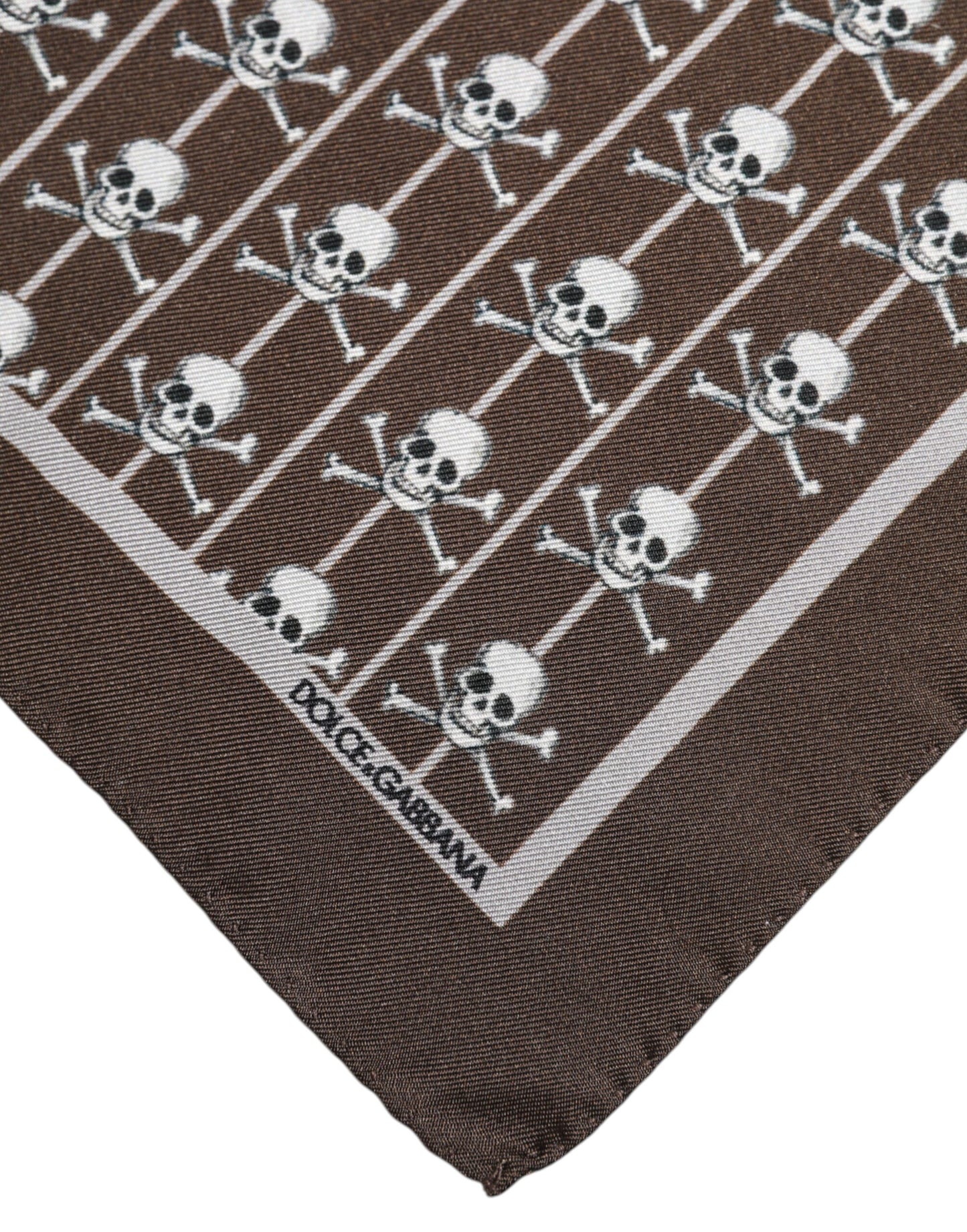 Foulard carré en soie marron Dolce &amp; Gabbana pour homme