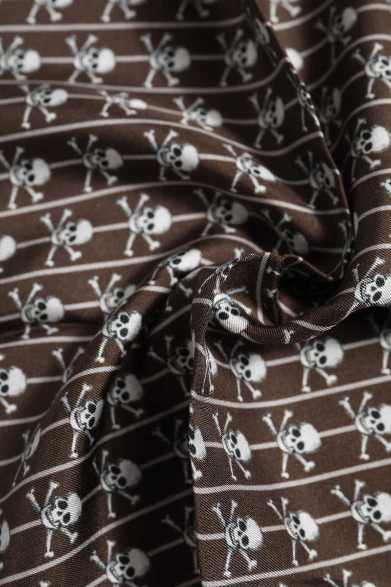Dolce &amp; Gabbana Bruine Schedel Zijden Vierkante Heren Foulard Sjaal