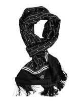 Foulard homme Dolce &amp; Gabbana en soie noire à franges imprimées
