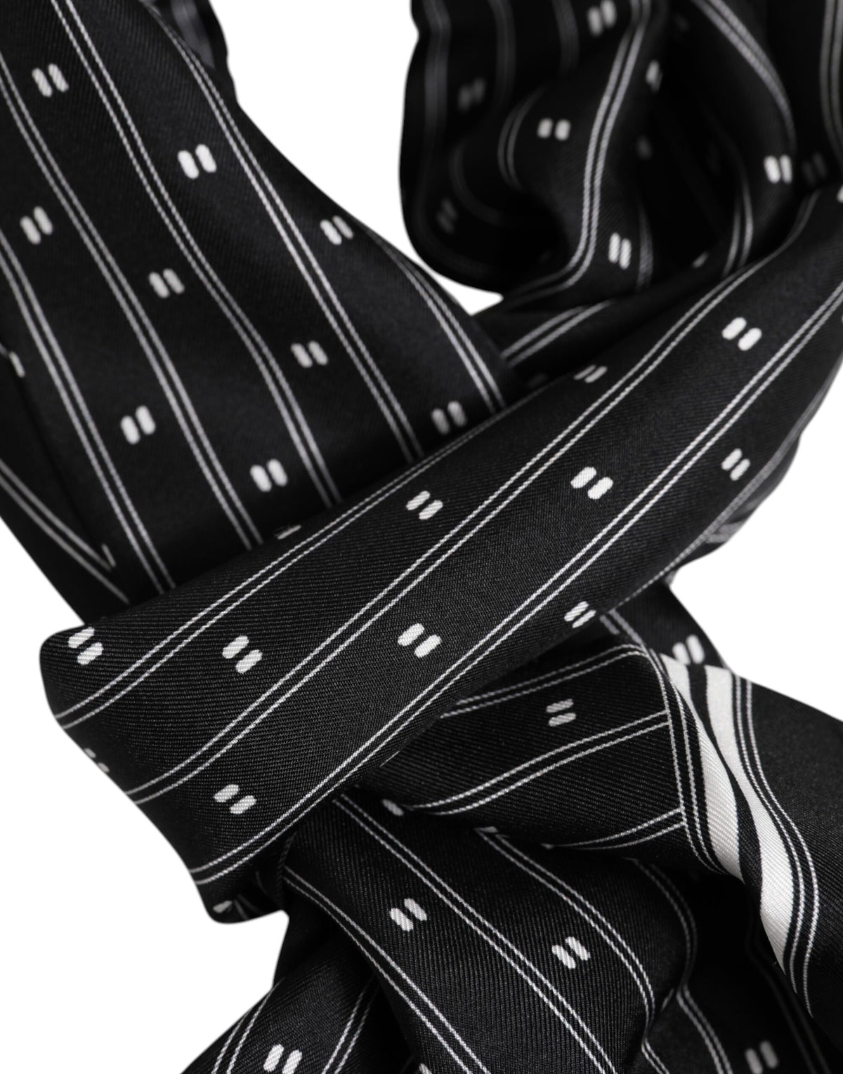 Foulard homme Dolce &amp; Gabbana en soie noire à franges imprimées