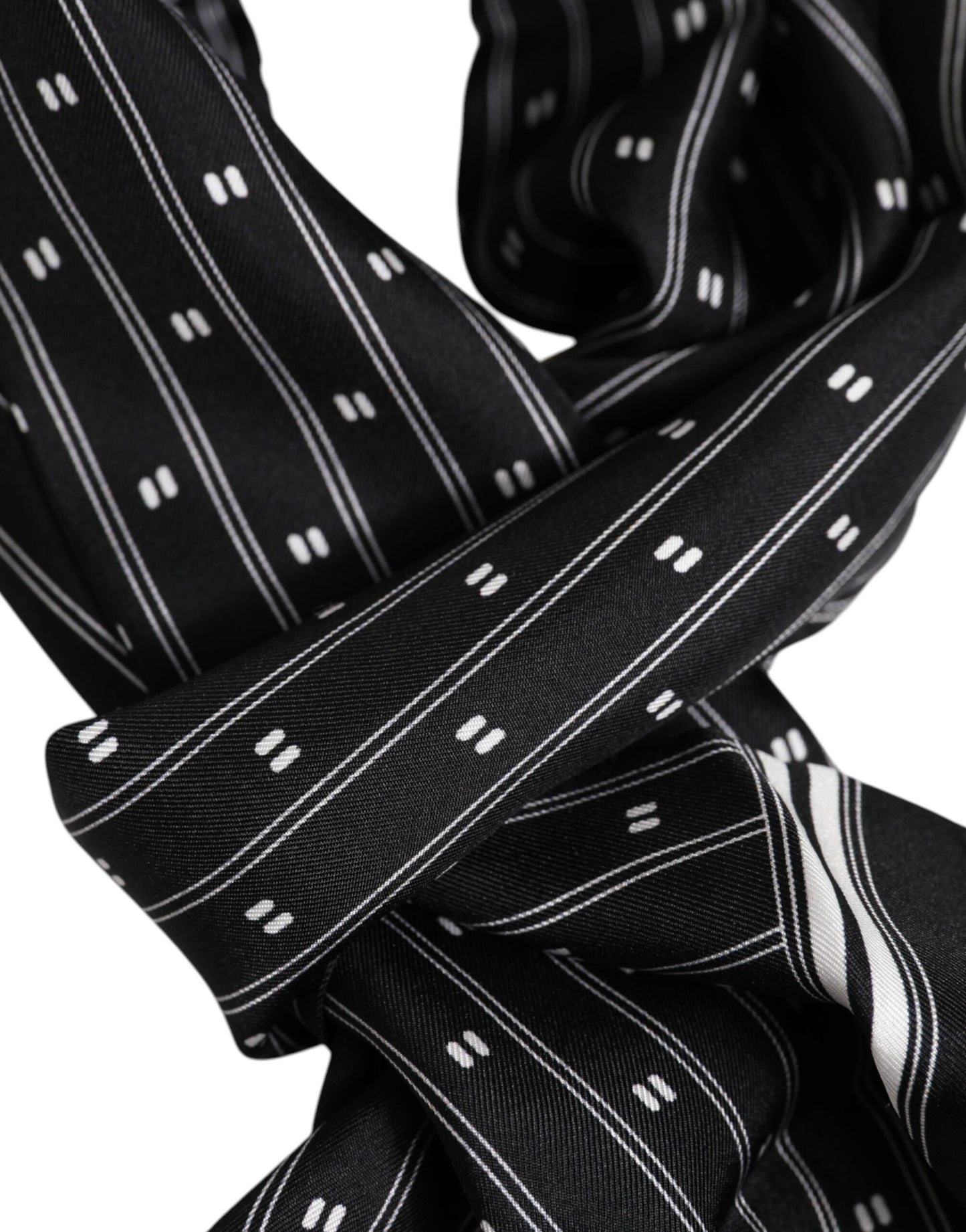 Foulard homme Dolce &amp; Gabbana en soie noire à franges imprimées