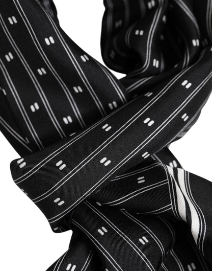Foulard homme Dolce &amp; Gabbana en soie noire à franges imprimées