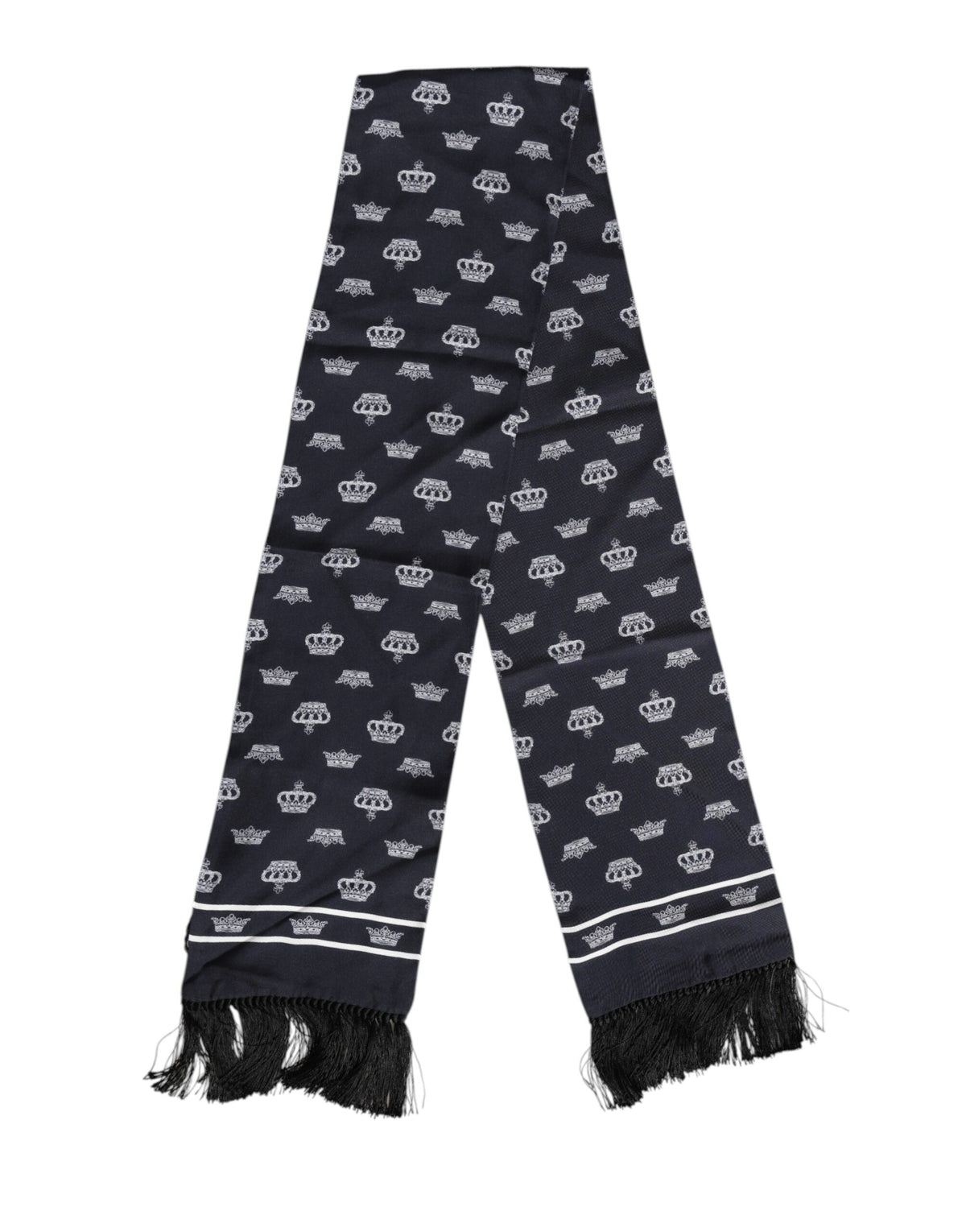 Foulard en soie noire à franges pour homme Dolce &amp; Gabbana