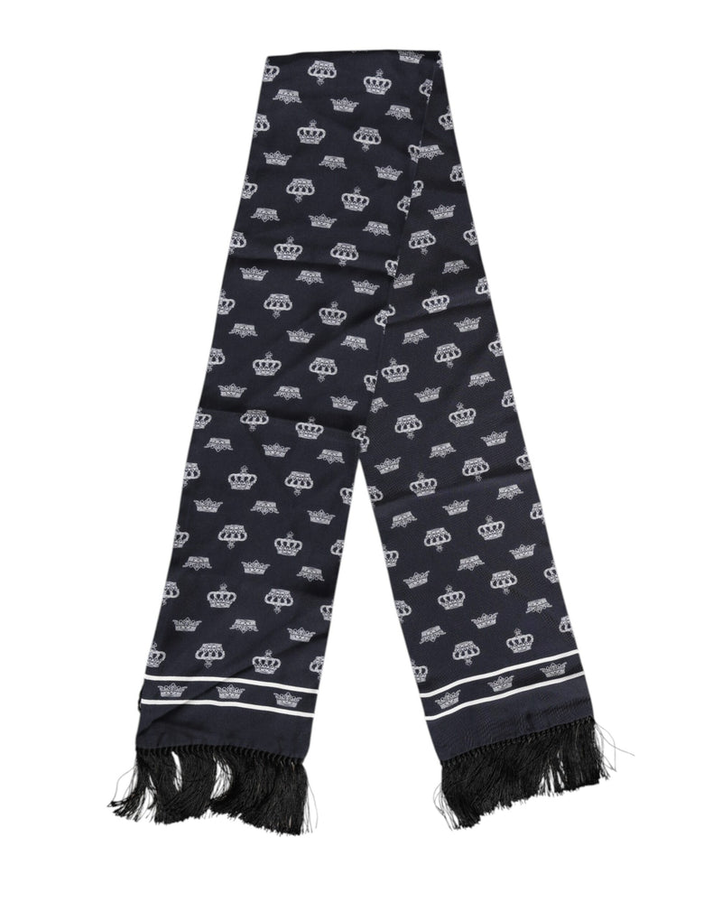 Foulard en soie noire à franges pour homme Dolce &amp; Gabbana