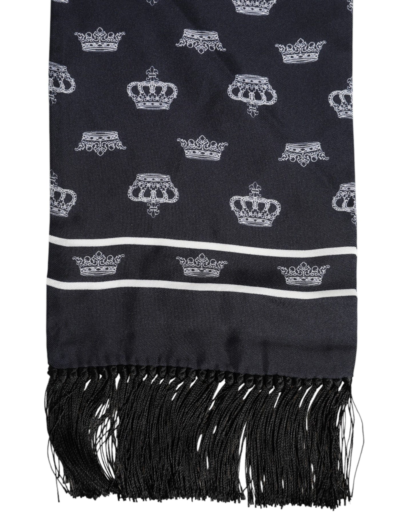 Foulard en soie noire à franges pour homme Dolce &amp; Gabbana