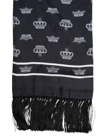 Foulard en soie noire à franges pour homme Dolce &amp; Gabbana
