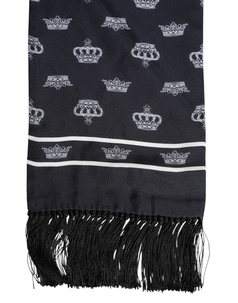 Foulard en soie noire à franges pour homme Dolce &amp; Gabbana
