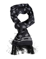 Foulard en soie noire à franges pour homme Dolce &amp; Gabbana