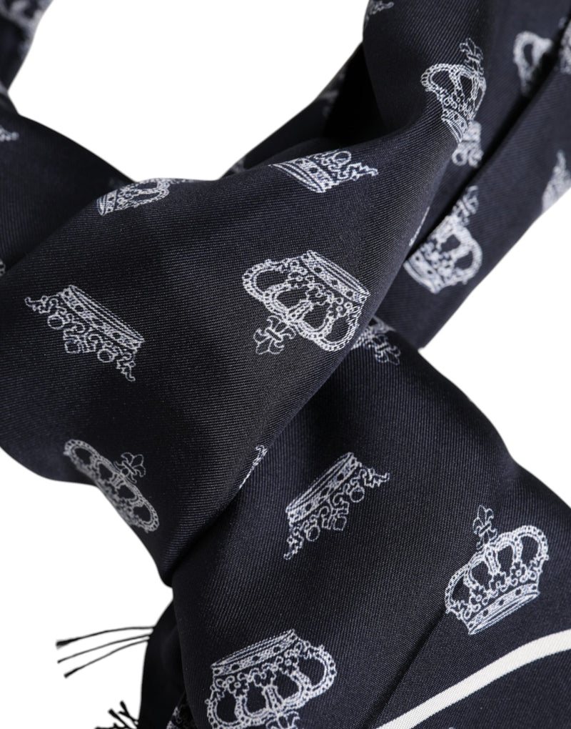 Foulard en soie noire à franges pour homme Dolce &amp; Gabbana