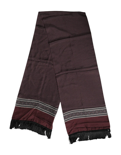Foulard à franges en soie à pois marron Dolce &amp; Gabbana