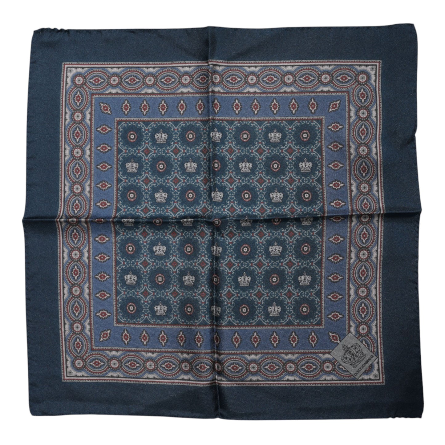 Foulard carré en soie imprimé bleu Dolce &amp; Gabbana pour homme