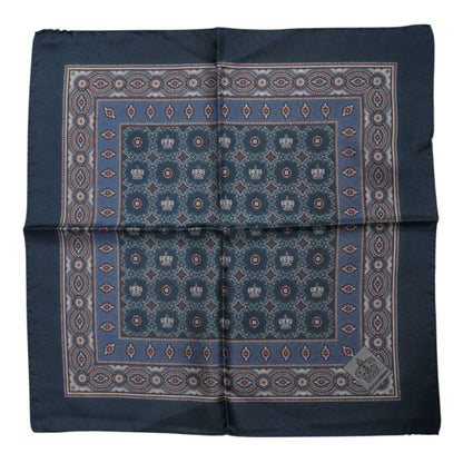 Foulard carré en soie imprimé bleu Dolce &amp; Gabbana pour homme