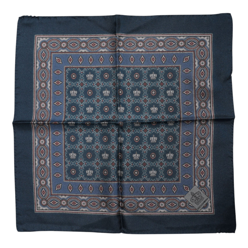 Foulard carré en soie imprimé bleu Dolce &amp; Gabbana pour homme