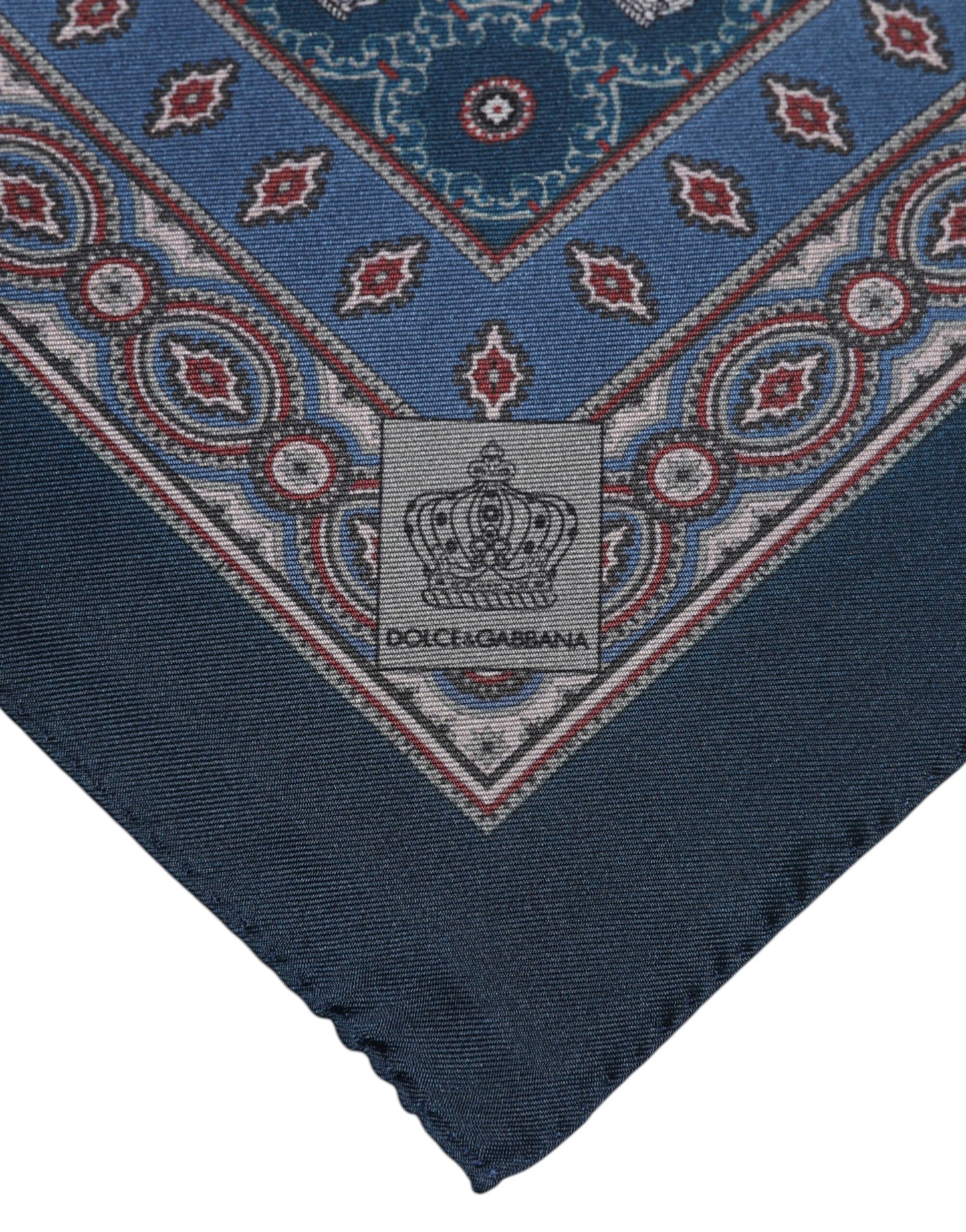 Foulard carré en soie imprimé bleu Dolce &amp; Gabbana pour homme