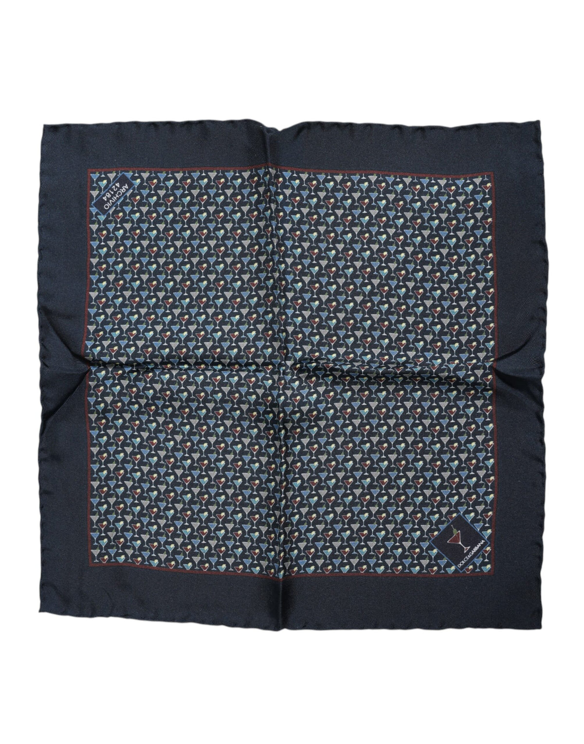 Foulard carré en soie bleu cocktail Dolce &amp; Gabbana