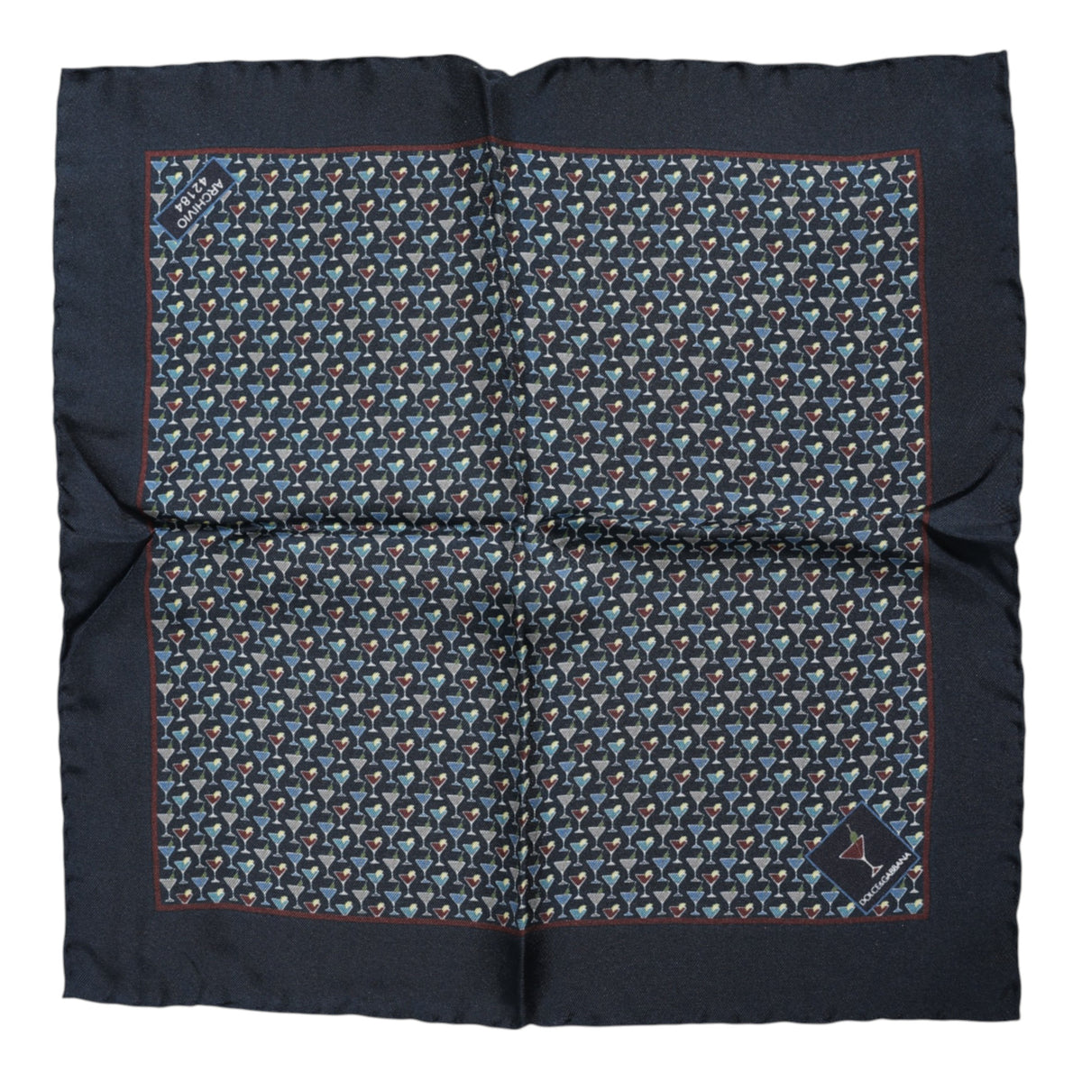 Foulard carré en soie bleu cocktail Dolce &amp; Gabbana