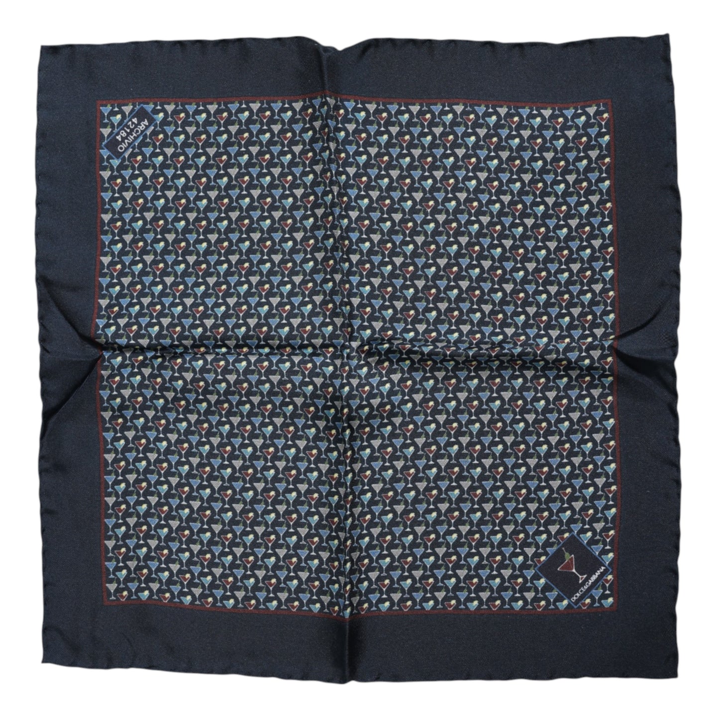 Foulard carré en soie bleu cocktail Dolce &amp; Gabbana