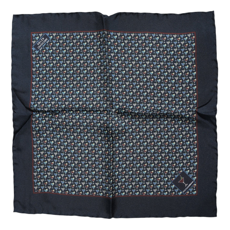 Foulard carré en soie bleu cocktail Dolce &amp; Gabbana