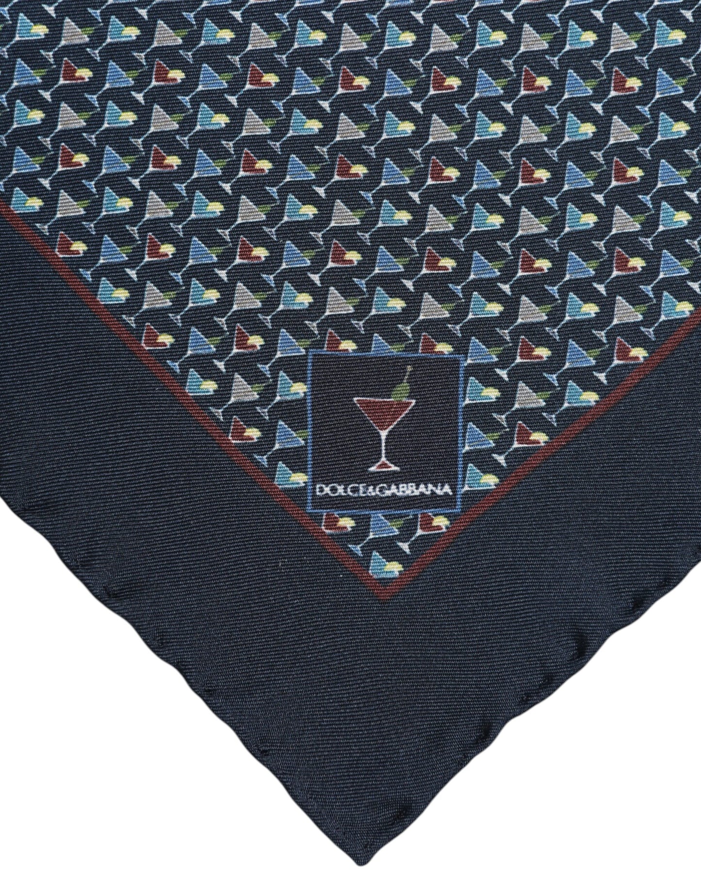 Foulard carré en soie bleu cocktail Dolce &amp; Gabbana