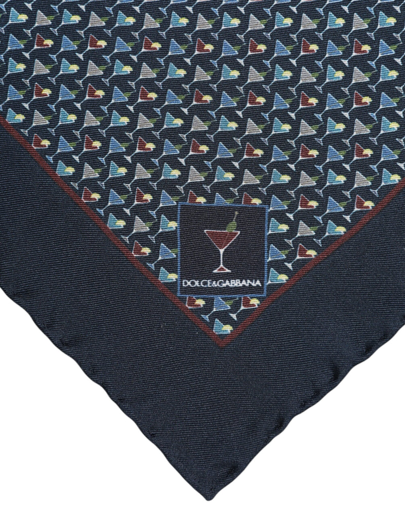 Foulard carré en soie bleu cocktail Dolce &amp; Gabbana