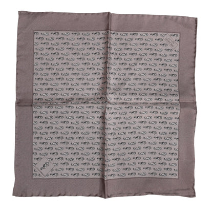 Foulard carré en soie marron motif hippocampe Dolce &amp; Gabbana