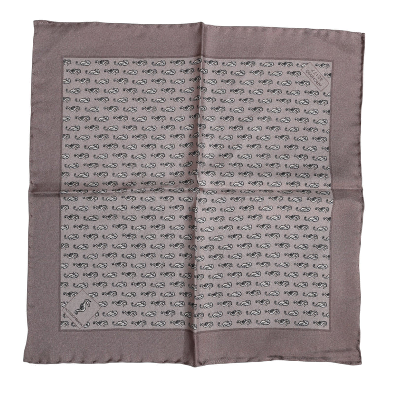 Foulard carré en soie marron motif hippocampe Dolce &amp; Gabbana
