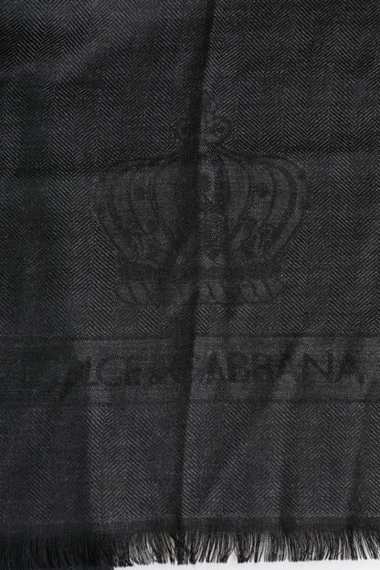 Écharpe cache-cou à franges en cachemire gris foncé Dolce & Gabbana