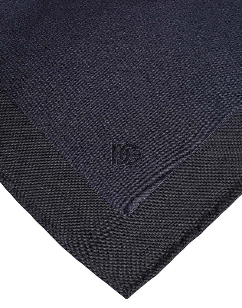 Dolce &amp; Gabbana donkerblauwe zijden vierkante heren foulard sjaal