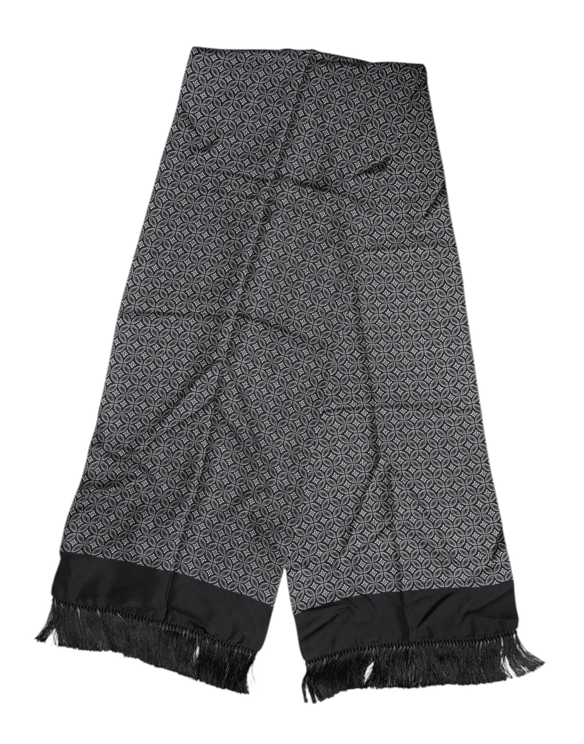Foulard homme Dolce &amp; Gabbana à franges noires à motifs