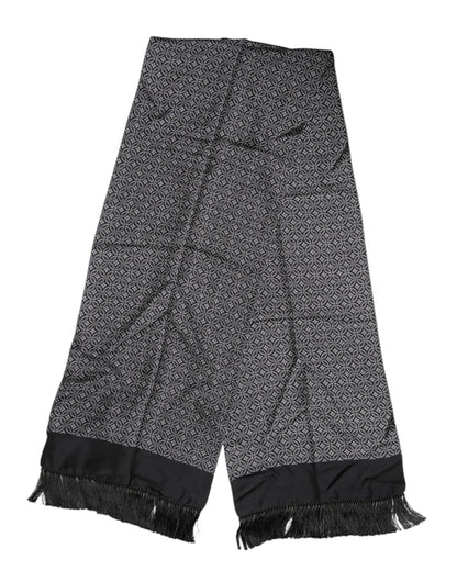 Foulard homme Dolce & Gabbana à franges noires à motifs