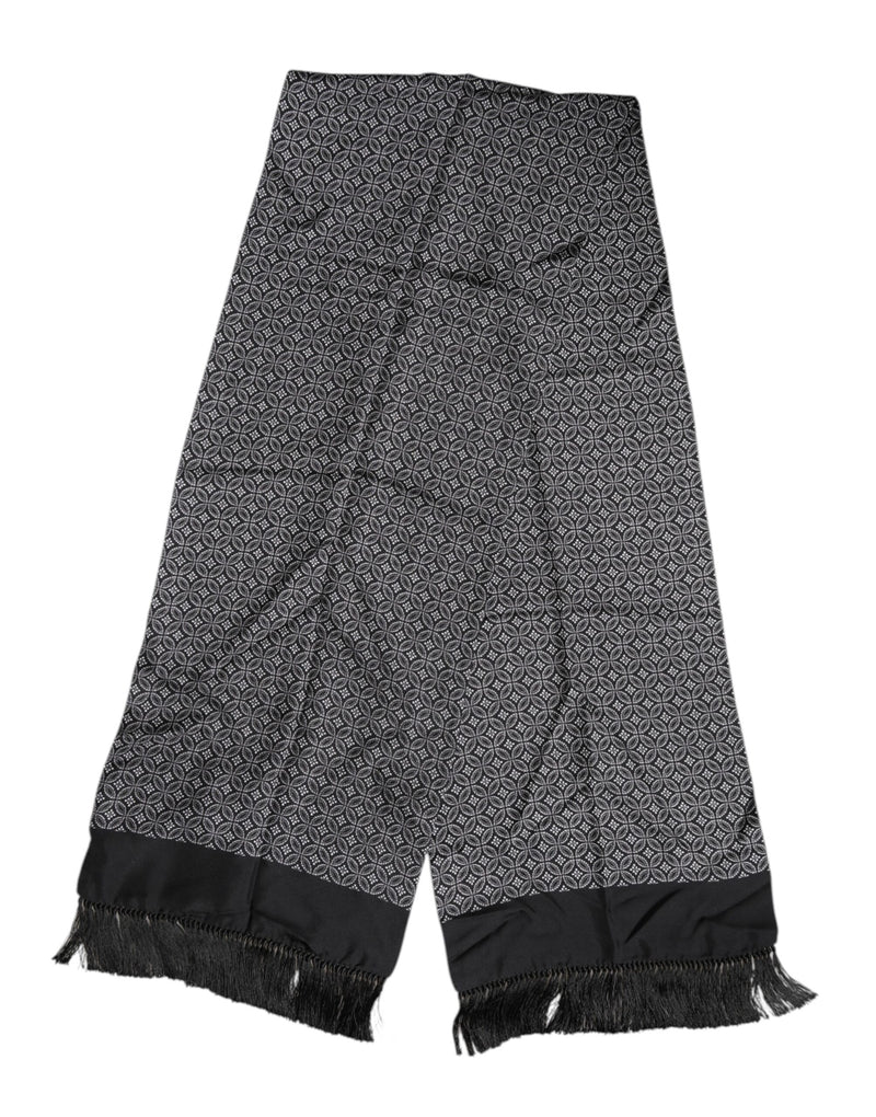 Dolce &amp; Gabbana Zwarte Gestreepte Fringes Heren Foulard Sjaal