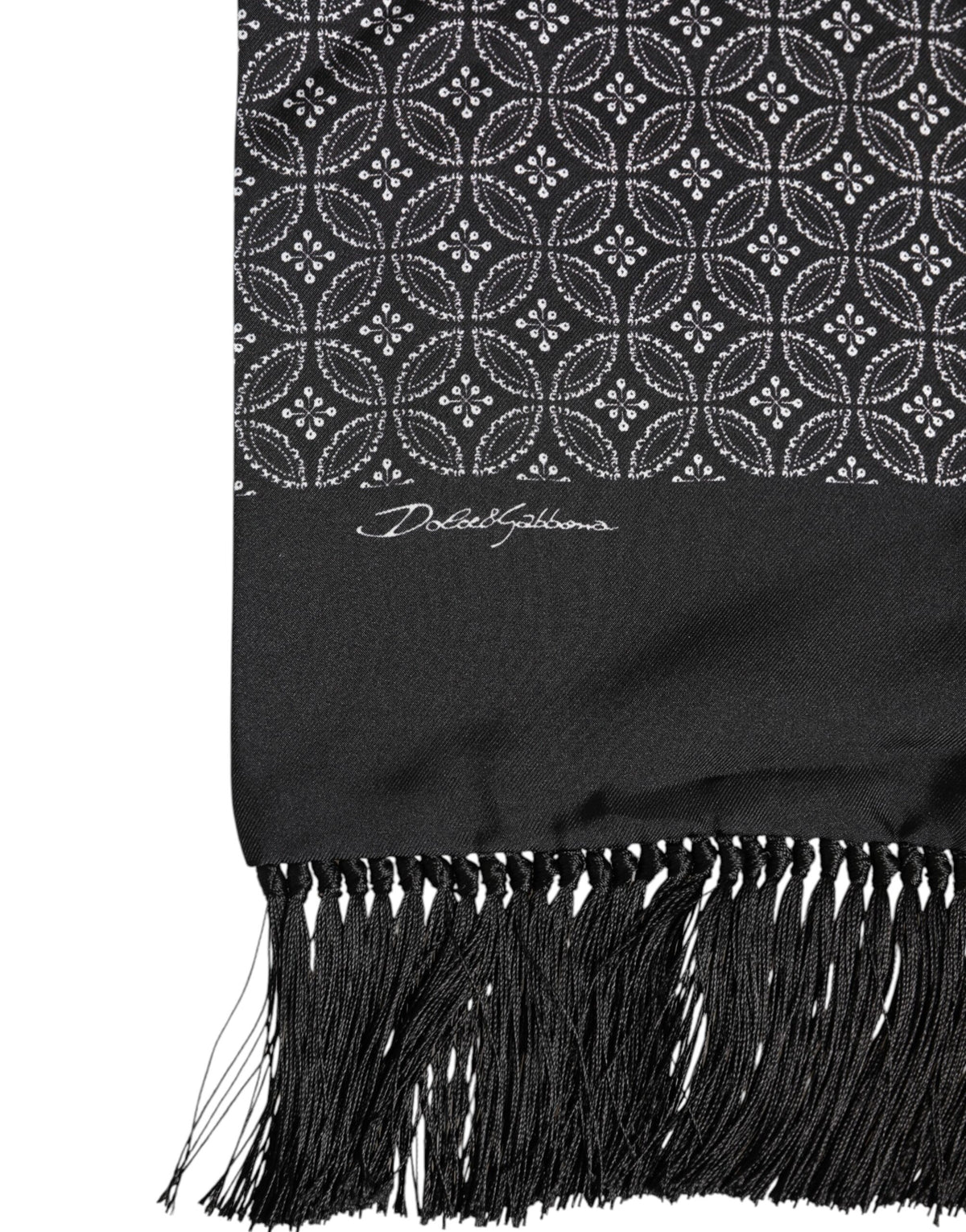 Foulard homme Dolce &amp; Gabbana à franges noires à motifs