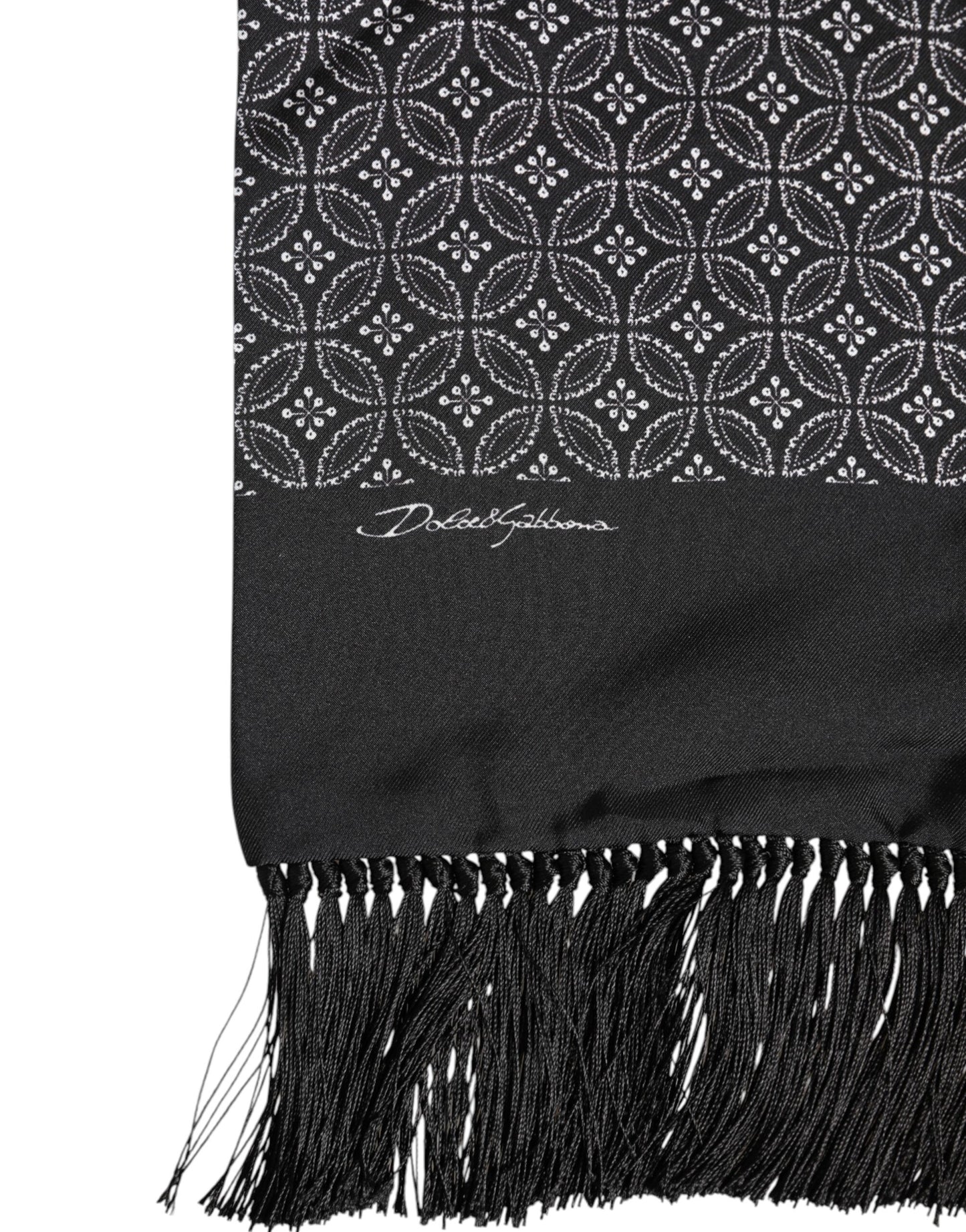 Foulard homme Dolce & Gabbana à franges noires à motifs