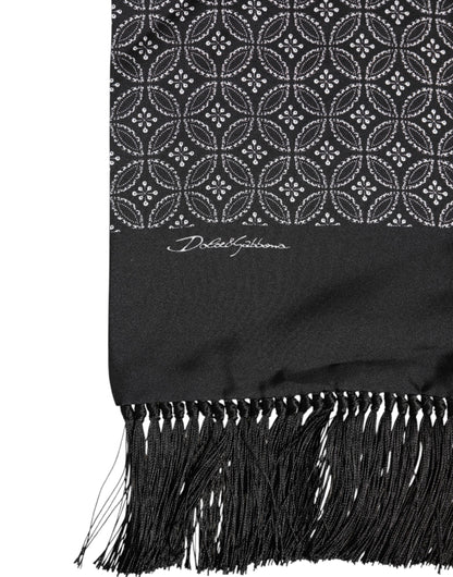 Foulard homme Dolce & Gabbana à franges noires à motifs