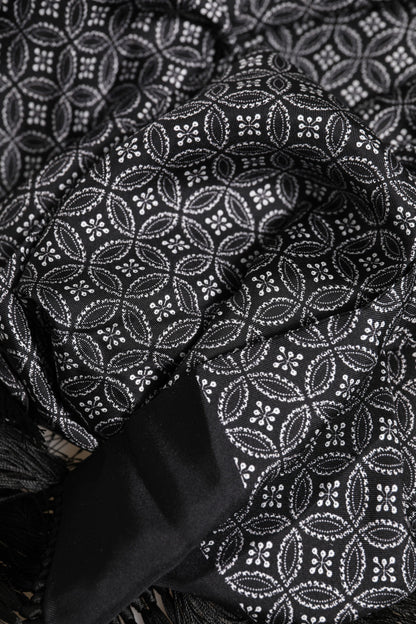 Foulard homme Dolce & Gabbana à franges noires à motifs