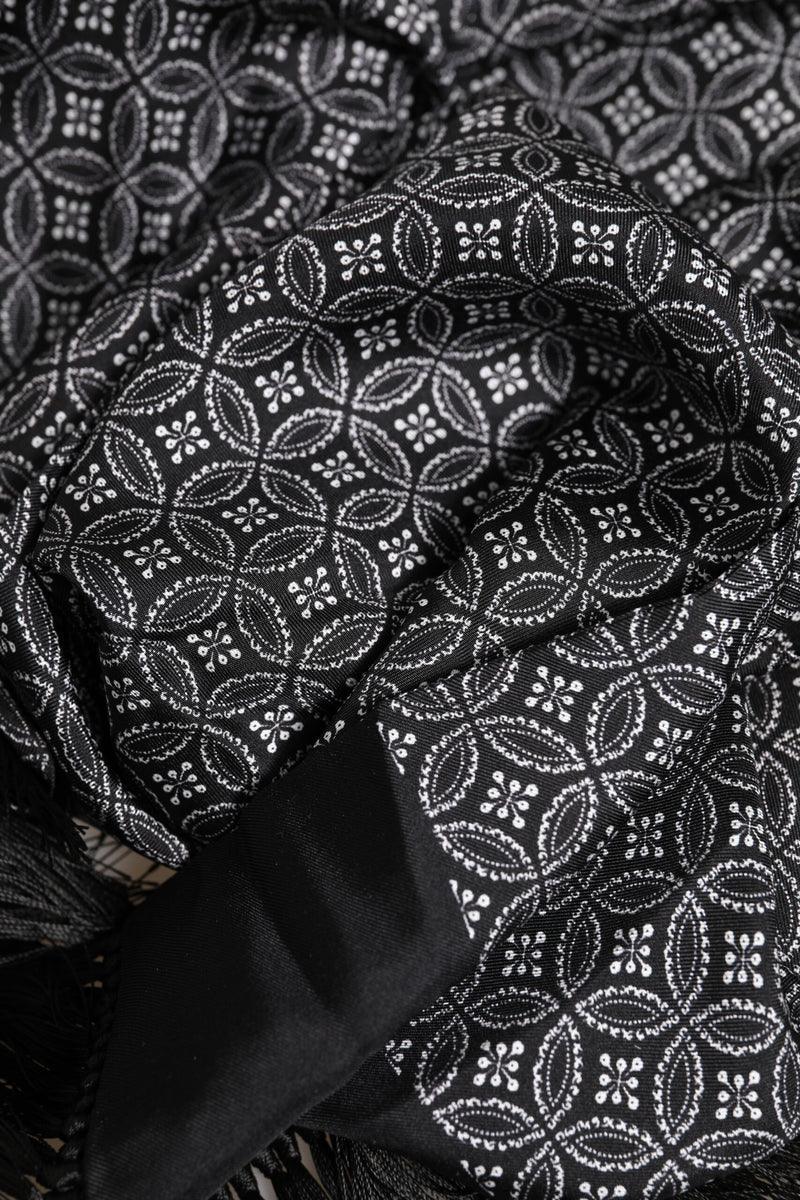 Dolce &amp; Gabbana Zwarte Gestreepte Fringes Heren Foulard Sjaal