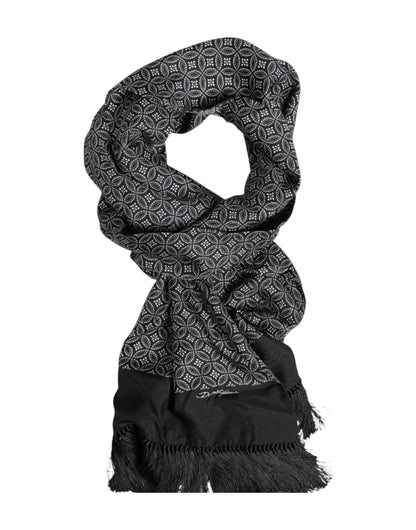 Foulard homme Dolce &amp; Gabbana à franges noires à motifs