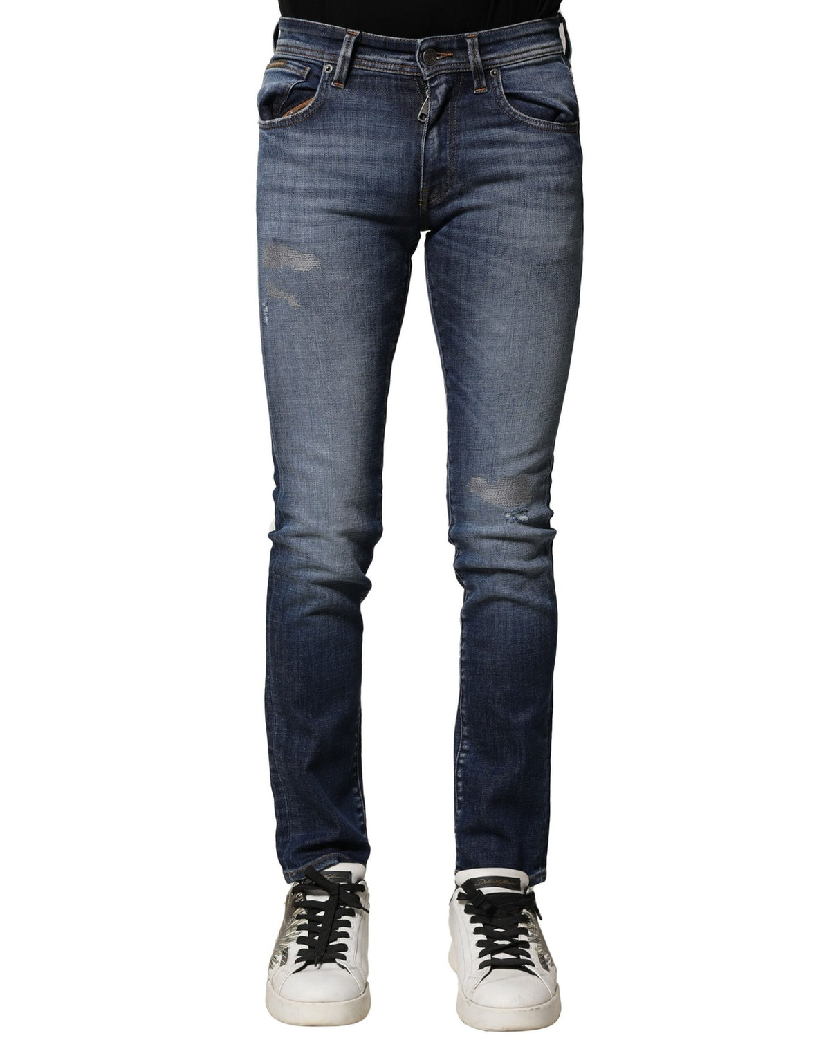 Jean en coton délavé bleu, coupe slim, pour homme, Dolce &amp; Gabbana