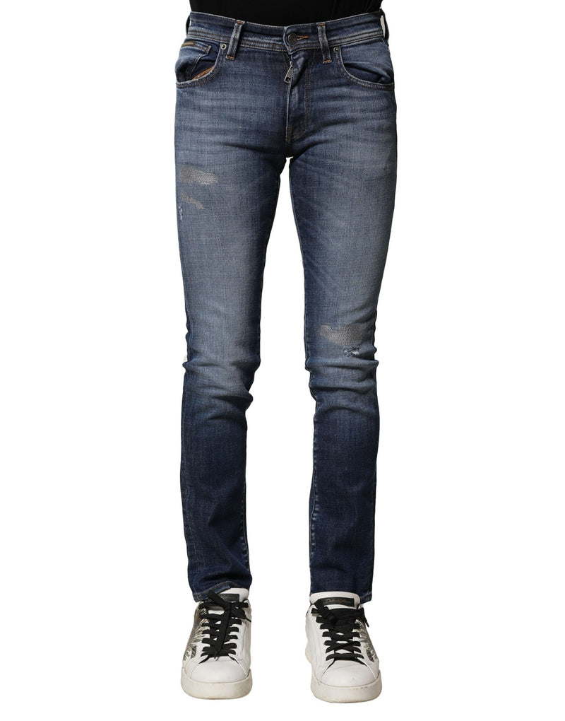Jean en coton délavé bleu, coupe slim, pour homme, Dolce &amp; Gabbana