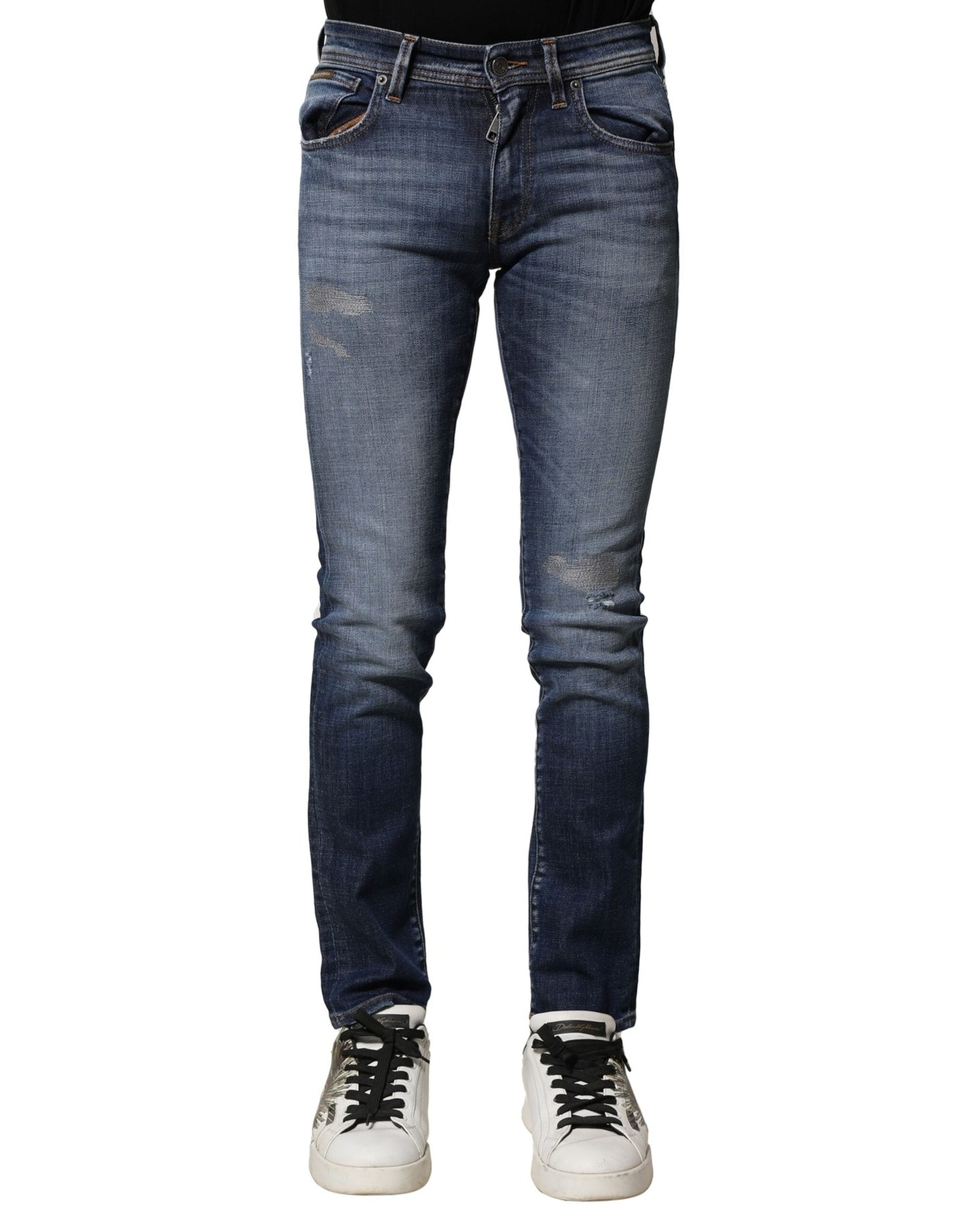 Jean en coton délavé bleu, coupe slim, pour homme, Dolce &amp; Gabbana