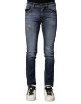 Jean en coton délavé bleu, coupe slim, pour homme, Dolce &amp; Gabbana