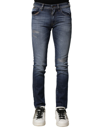 Jean en coton délavé bleu, coupe slim, pour homme, Dolce &amp; Gabbana